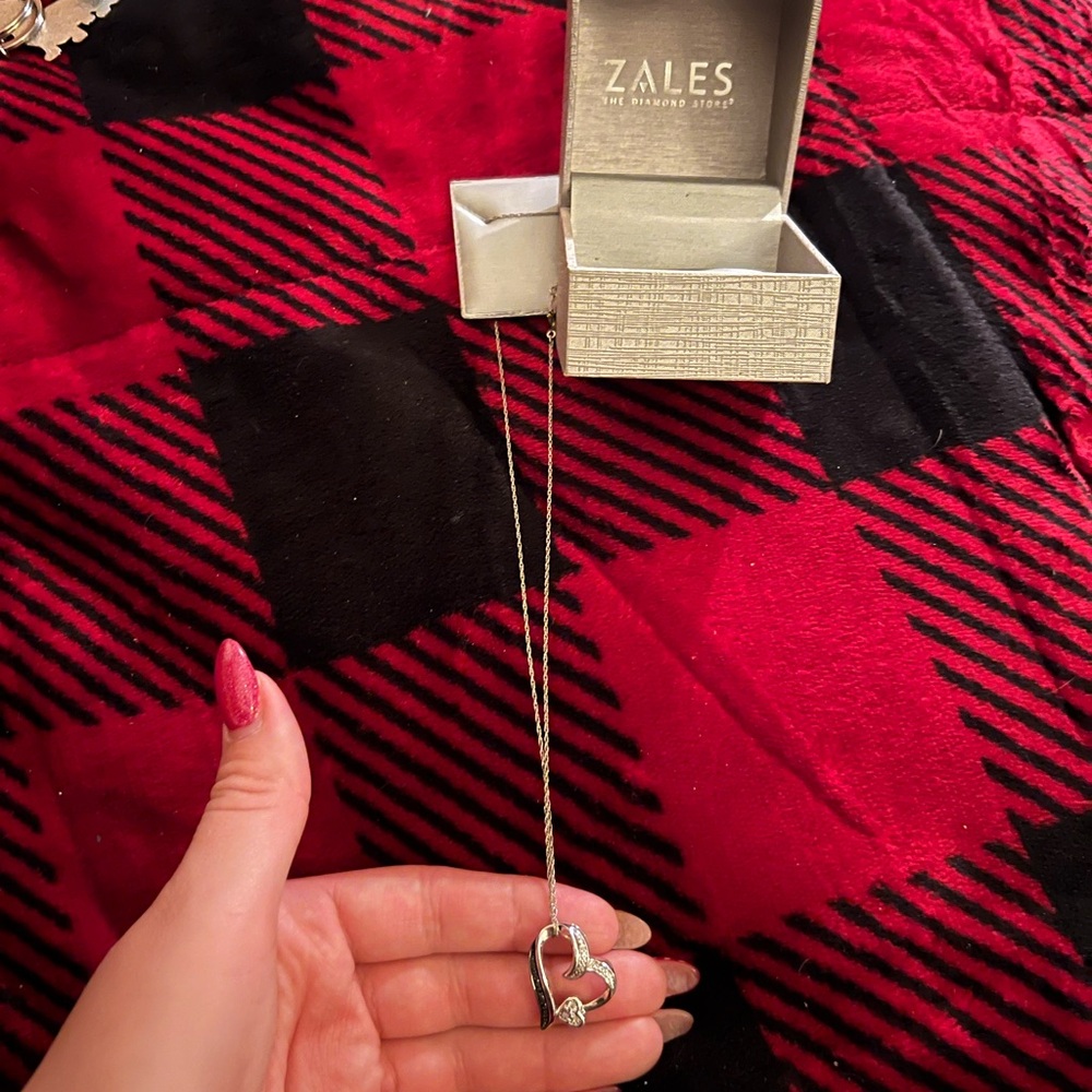 Zales Silver and Gold Heart Pendant Necklace